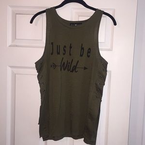 Medium green “Just be Wild” tank top
